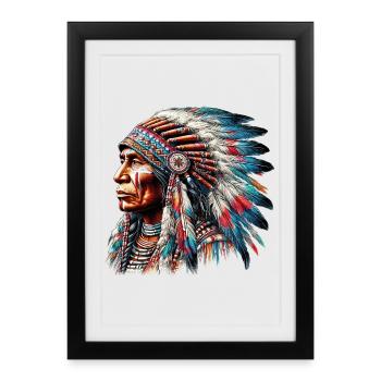 American Indian American Red Skin - Framed poster (27 × 37 cm) - black - Front