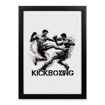 Kickboxing Boxe thaïlandaise Cadeau de boxe Muay Thai - Affiche encadrée (27 × 37 cm) - noir - Devant