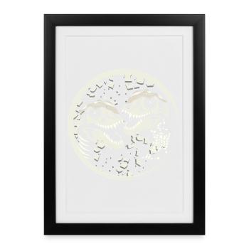 zwei Dinosaurier Schädel Tyrannosaurus Rex - Gerahmtes Poster (27 × 37 cm) - Schwarz - Vorne