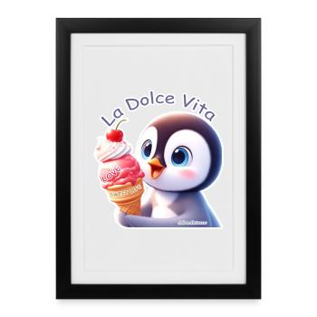 Pinguin - La Dolce Vita - Gerahmtes Poster (27 × 37 cm) - Schwarz - Vorne