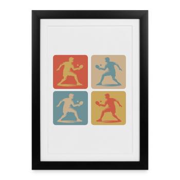 Design de tennis de table - Affiche encadrée (27 × 37 cm) - noir - Devant