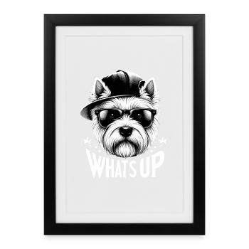 Highland White Terrier Whats Up Design - Framed poster (27 × 37 cm) - black - Front