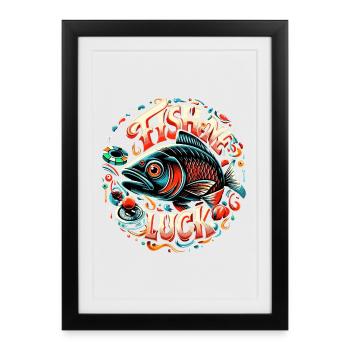 Fish Me Lucky Fishing Poker Poker Gift - Framed poster (27 × 37 cm) - black - Front