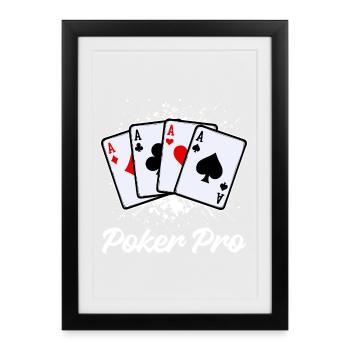 Jeu de cartes de casino Poker professionnel - Affiche encadrée (27 × 37 cm) - noir - Devant