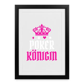 Queen Poker Statement Casino Joueurs professionnels Gamble - Affiche encadrée (27 × 37 cm) - noir - Devant