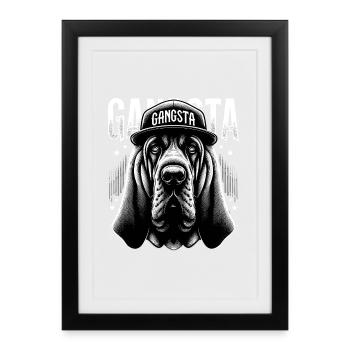 Cadeau de chien Bloodhound Gangsta Gangster - Affiche encadrée (27 × 37 cm) - noir - Devant