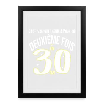 Anniversaire 60 ans 60 année d'âge cadeau - Affiche encadrée (27 × 37 cm) - noir - Devant