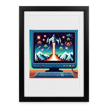 Jeu d’avion rétro - Affiche encadrée (27 × 37 cm) - noir - Devant