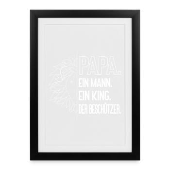 Papa – The Protector | Strong father design - Framed poster (27 × 37 cm) - black - Front