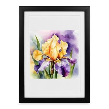 Iris iris purple orange | Watercolor Design - Framed poster (27 × 37 cm) - black - Front