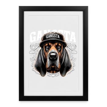 Bloodhound Gangsta Gangster Chien Cadeau - Affiche encadrée (27 × 37 cm) - noir - Devant