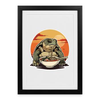 Turtle Ramen Noodles Japan Tortoise - Framed poster (27 × 37 cm) - black - Front