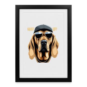Bloodhound Quoi de neuf Cadeau de chien Gangsta - Affiche encadrée (27 × 37 cm) - noir - Devant