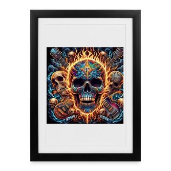 Crâne avec guitares croisées - Affiche encadrée (27 × 37 cm) - noir - Devant