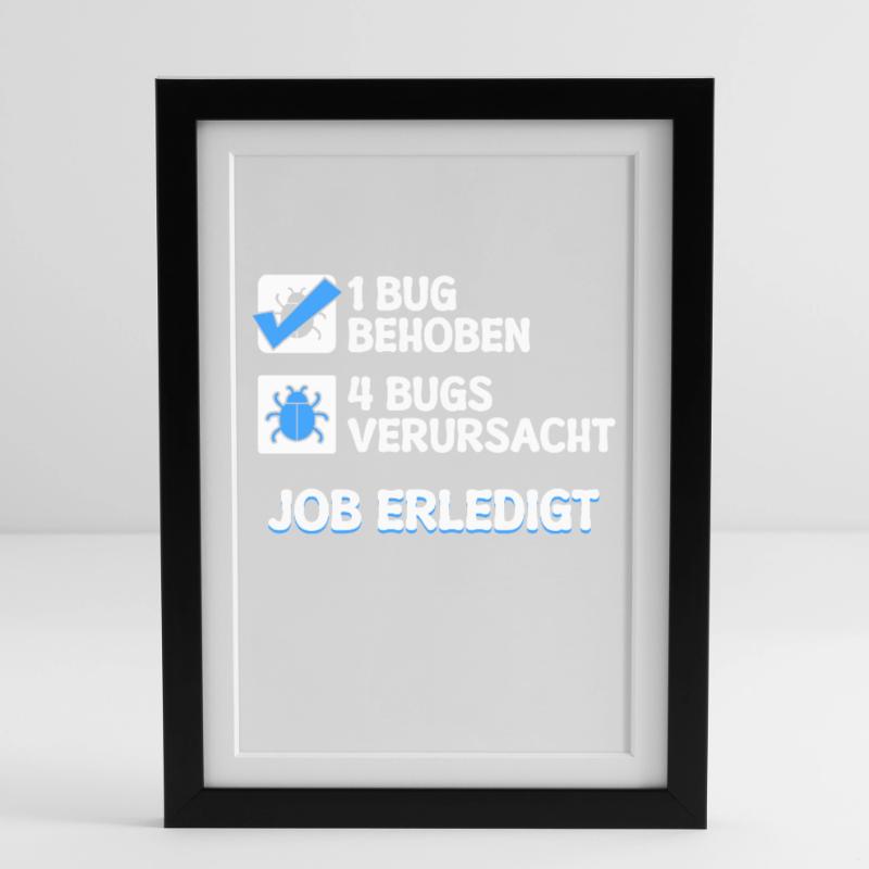 Développeur Coden skripting bugs debug correction de bugs Affiche encadrée (27 × 37 cm)
