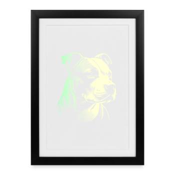 Staffordshire geometric bull terrier, staffy - Framed poster (27 × 37 cm) - black - Front