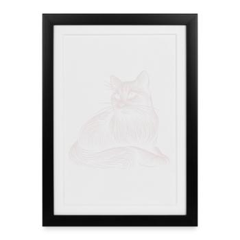 White Cat Patterns Light Strokes - Framed poster (27 × 37 cm) - black - Front