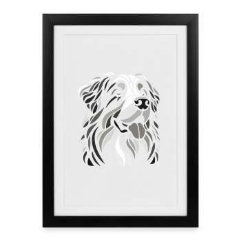 Tête de chien bouvier bernois noir et blanc - Affiche encadrée (27 × 37 cm) - noir - Devant