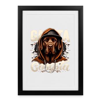 Cadeau de chien de vie de gangster du Labrador brun - Affiche encadrée (27 × 37 cm) - noir - Devant