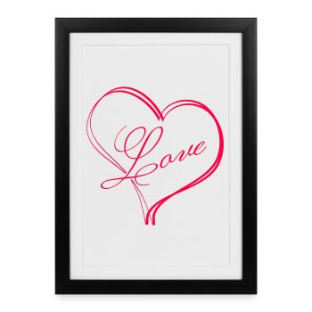 Cœur Cœurs Amour - Affiche encadrée (27 × 37 cm) - noir - Devant