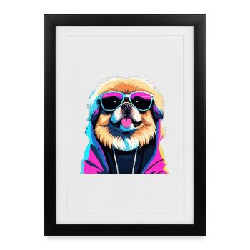 Pekingese Gangster Next Level Lion Dog Dog Gesch - Framed poster (27 × 37 cm) - black - Front