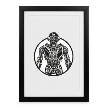Robot Retro Circular - Framed poster (27 × 37 cm) - black - Front