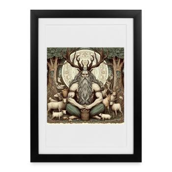 Cernunnos Celtic god - Framed poster (27 × 37 cm) - black - Front