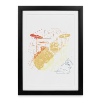 Drums Retrowave - Framed poster (27 × 37 cm) - black - Front