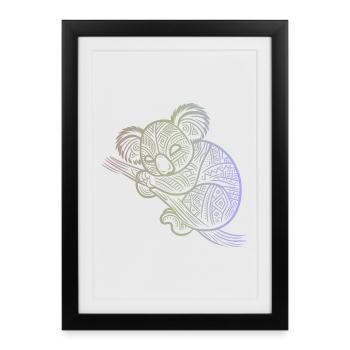 koala en motifs aborigènes , tribal - Affiche encadrée (27 × 37 cm) - noir - Devant