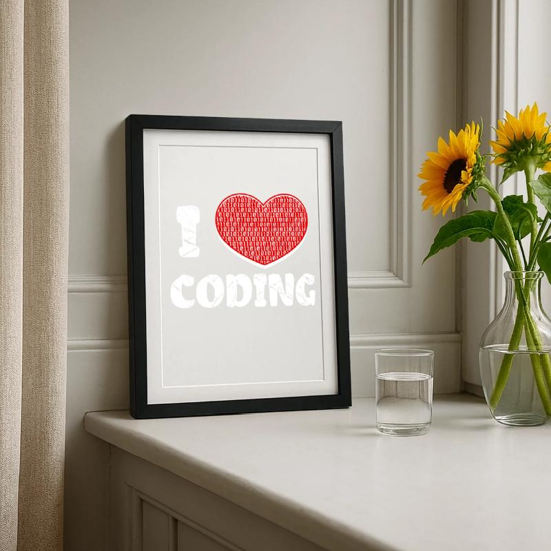 Developer Herz Coden Statement Programmierer Gerahmtes Poster (27 × 37 cm)