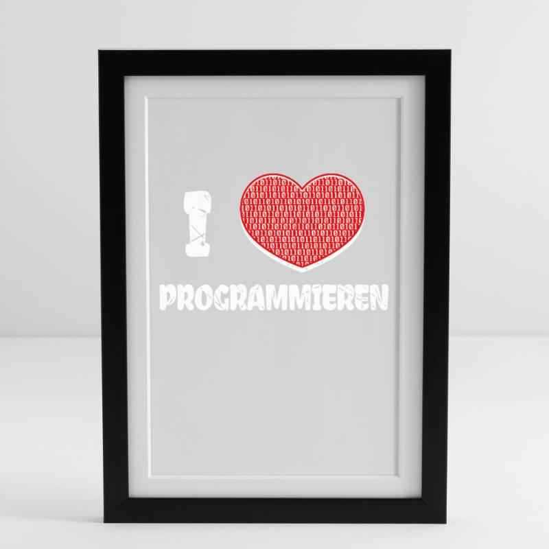 Developer Heart Programmer Statement Computer Science Framed poster (27 × 37 cm)
