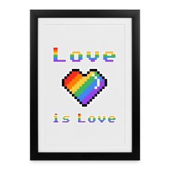 Pixel Cœur Arc-en-ciel Amour - Affiche encadrée (27 × 37 cm) - noir - Devant