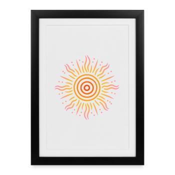 Sun Tribal Patterns Yellow Red Pink - Framed poster (27 × 37 cm) - black - Front