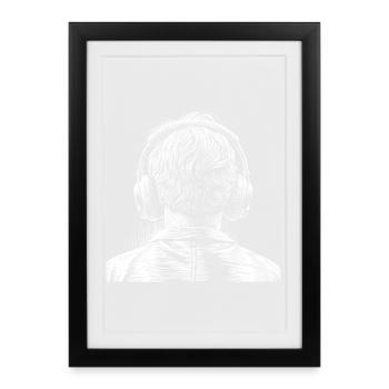 Headphones in high contrast silhouette - Framed poster (27 × 37 cm) - black - Front