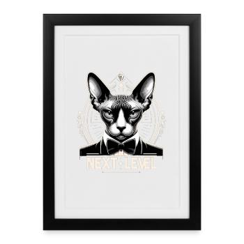 Sphynx Cat Chic Suit Tuxedo Level Gift - Framed poster (27 × 37 cm) - black - Front
