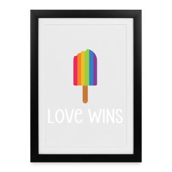 Mois de la fierté LGBTQ - L’amour gagne - Affiche encadrée (27 × 37 cm) - noir - Devant