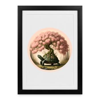 Turtle with a bonsai on its carapace - Framed poster (27 × 37 cm) - black - Front