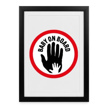 Bébé à bord main dans la main - Affiche encadrée (27 × 37 cm) - noir - Devant