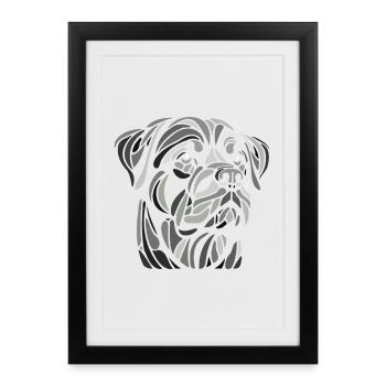 Rottweiler head, geometric art, black and white - Framed poster (27 × 37 cm) - black - Front