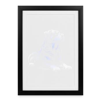 Liegender Rottweiler - Gerahmtes Poster (27 × 37 cm) - Schwarz - Vorne