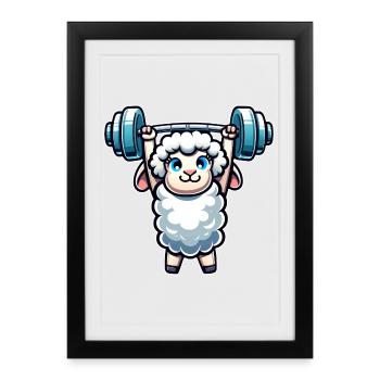 Entraînement de fitness d’haltères d’haltères d’haltères de mouton et d’agneau - Affiche encadrée (27 × 37 cm) - noir - Devant