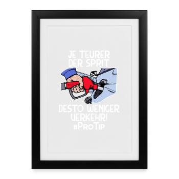 Refueling Gasoline Diesel Statement Fuel Pump Electricity - Framed poster (27 × 37 cm) - black - Front