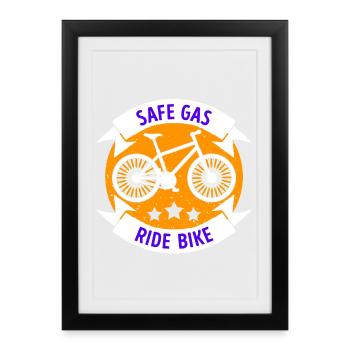 Tanken Statement Fahrrad Energiespeicher Antrieb - Gerahmtes Poster (27 × 37 cm) - Schwarz - Vorne