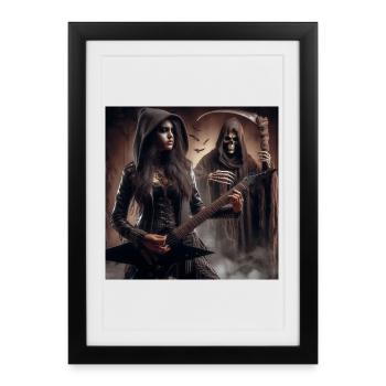 Guitarist and The Grim Reaper - Framed poster (27 × 37 cm) - black - Front
