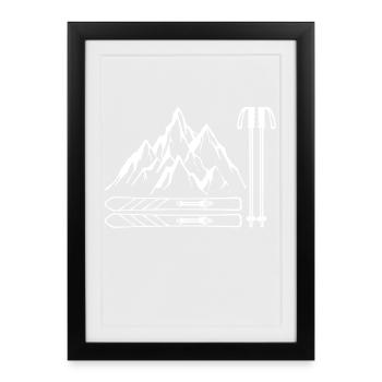 Montagne Sports d’hiver Snowboard Biathlon Saison d’hiver - Affiche encadrée (27 × 37 cm) - noir - Devant