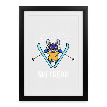Schnee Wintersport Skifahrer Spruch Schifahren - Gerahmtes Poster (27 × 37 cm) - Schwarz - Vorne