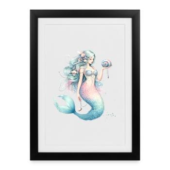 magical mermaid in pastel colors - Framed poster (27 × 37 cm) - black - Front
