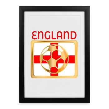 L’ANGLETERRE JOUE AU FOOTBALL - Affiche encadrée (27 × 37 cm) - noir - Devant
