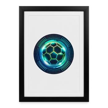 Emblème Neon Football Tech - Affiche encadrée (27 × 37 cm) - noir - Devant
