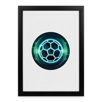 Futuristic Neon Football Logo - Framed poster (27 × 37 cm) - black - Front